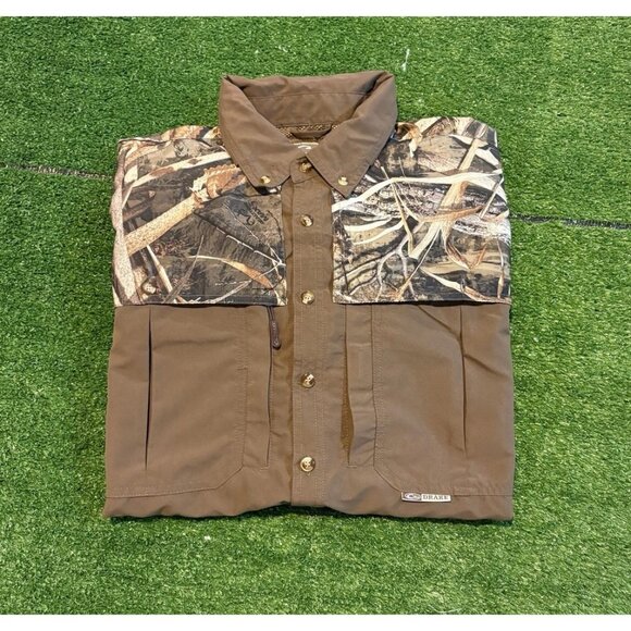 Drake Waterfowl Systems shirt mens large brown camo wingshooter vented hunt 44 - Picture 1 of 12